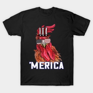 Merica Funny chicken 4th of july celebration gift T-Shirt